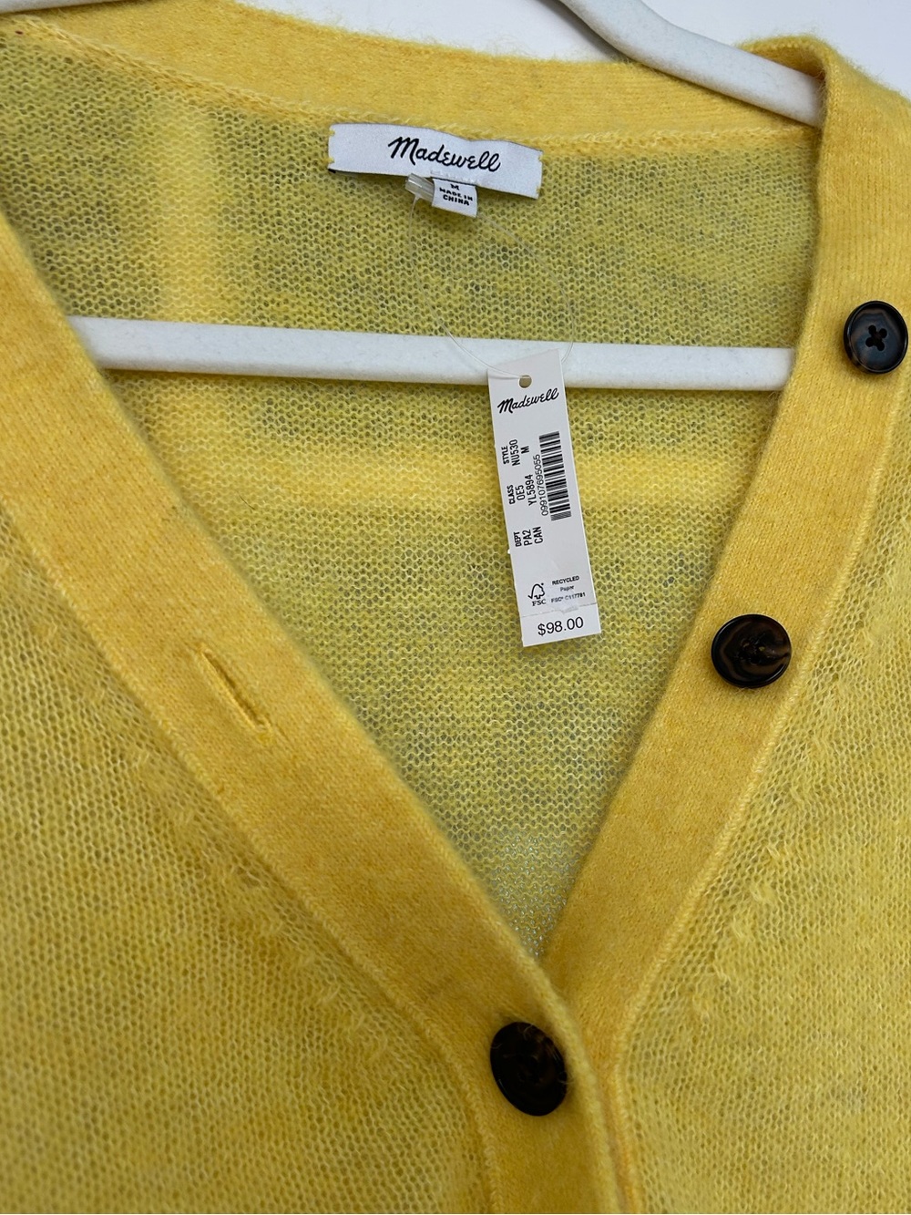 Madewell Yellow Cardigan Sweater NWT - Picture 3 of 5